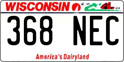 WI license plate 368NEC