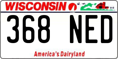 WI license plate 368NED
