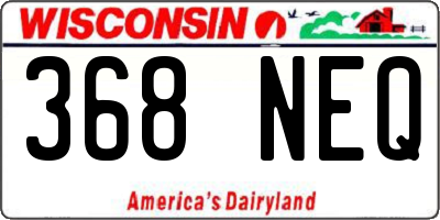 WI license plate 368NEQ
