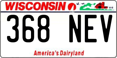 WI license plate 368NEV