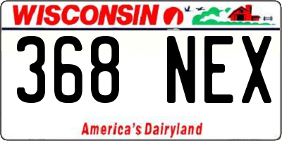 WI license plate 368NEX