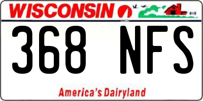 WI license plate 368NFS