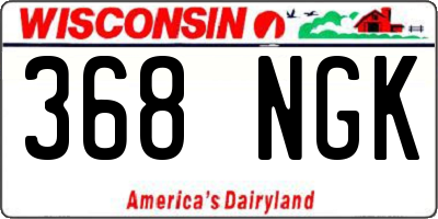 WI license plate 368NGK