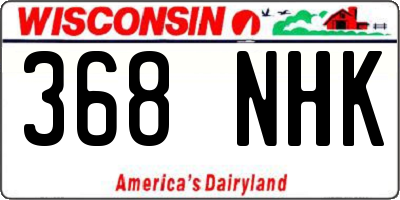 WI license plate 368NHK