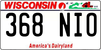 WI license plate 368NIO