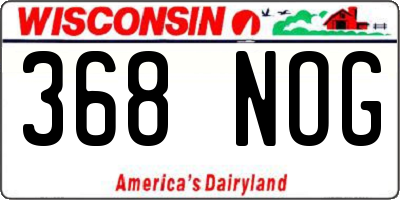 WI license plate 368NOG