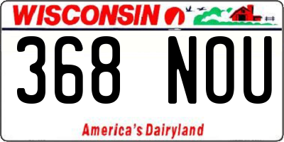 WI license plate 368NOU