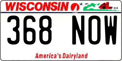WI license plate 368NOW