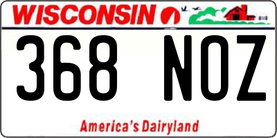 WI license plate 368NOZ
