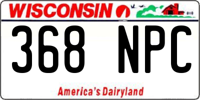 WI license plate 368NPC