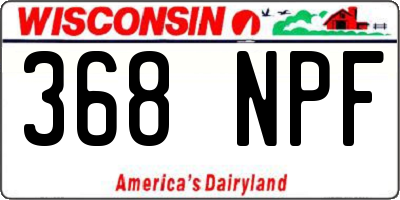 WI license plate 368NPF