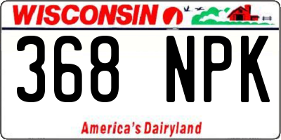 WI license plate 368NPK