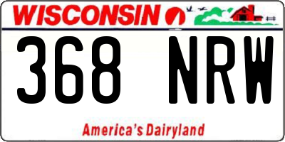WI license plate 368NRW