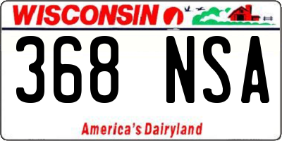 WI license plate 368NSA