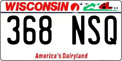 WI license plate 368NSQ