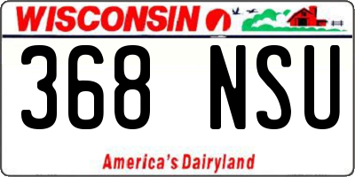 WI license plate 368NSU