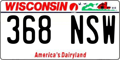 WI license plate 368NSW
