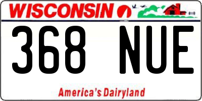 WI license plate 368NUE