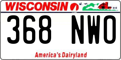 WI license plate 368NWO