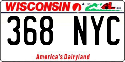 WI license plate 368NYC