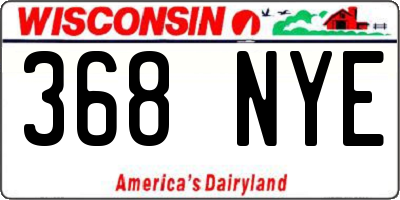 WI license plate 368NYE