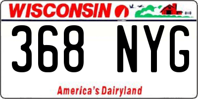 WI license plate 368NYG