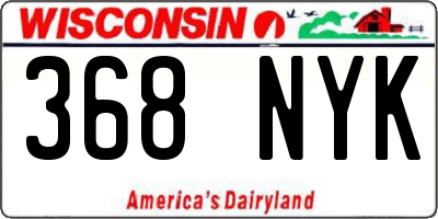 WI license plate 368NYK