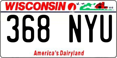 WI license plate 368NYU