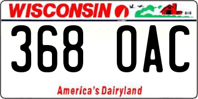 WI license plate 368OAC