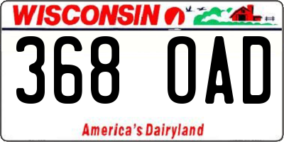 WI license plate 368OAD
