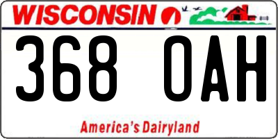 WI license plate 368OAH