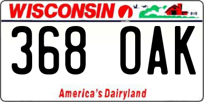 WI license plate 368OAK