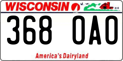 WI license plate 368OAO