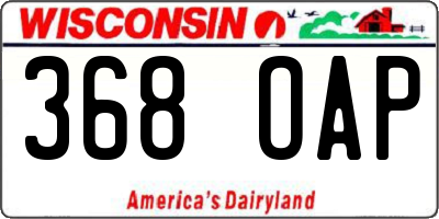 WI license plate 368OAP