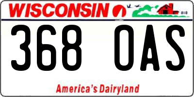 WI license plate 368OAS