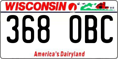 WI license plate 368OBC