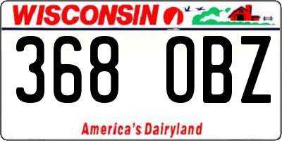 WI license plate 368OBZ
