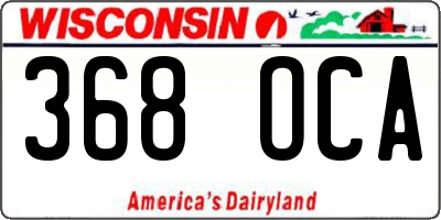 WI license plate 368OCA