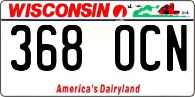 WI license plate 368OCN