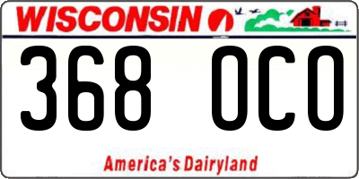WI license plate 368OCO