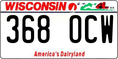 WI license plate 368OCW