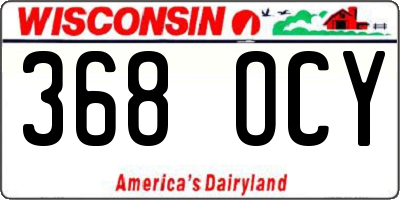 WI license plate 368OCY