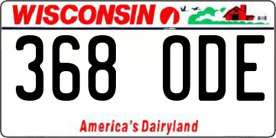 WI license plate 368ODE