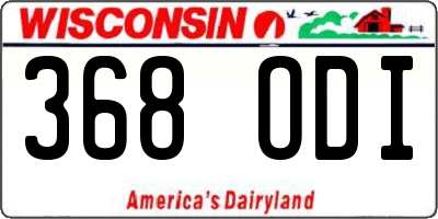WI license plate 368ODI