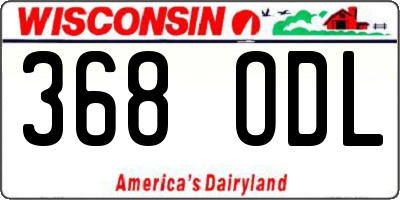 WI license plate 368ODL
