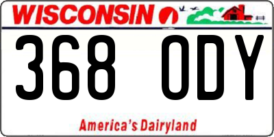 WI license plate 368ODY