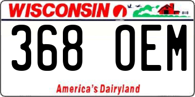 WI license plate 368OEM