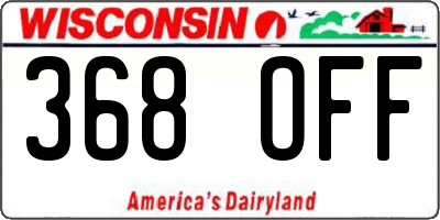 WI license plate 368OFF