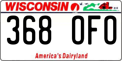 WI license plate 368OFO