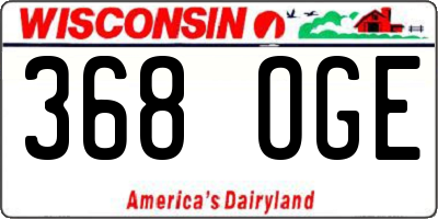 WI license plate 368OGE
